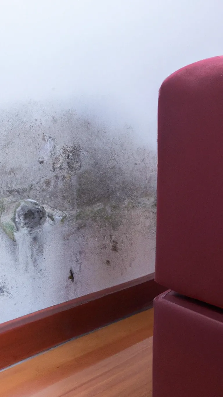 Mold behind the sofa on a wall